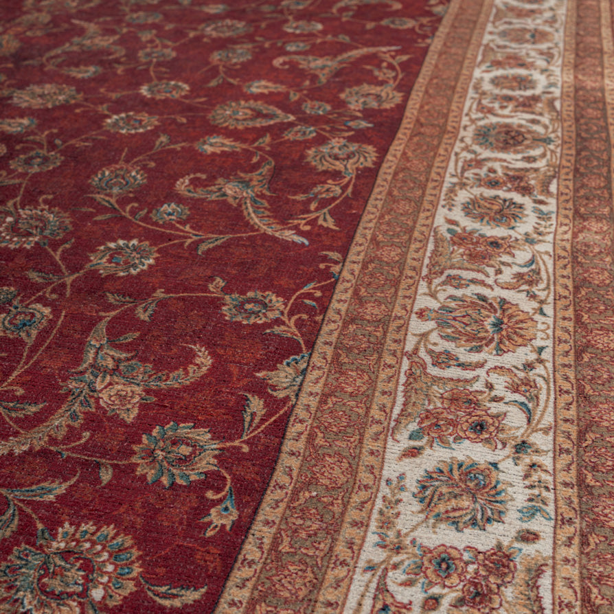 Flatwoven Washable Red Elegant Area Rug - Talia | Living Room Rugs ...