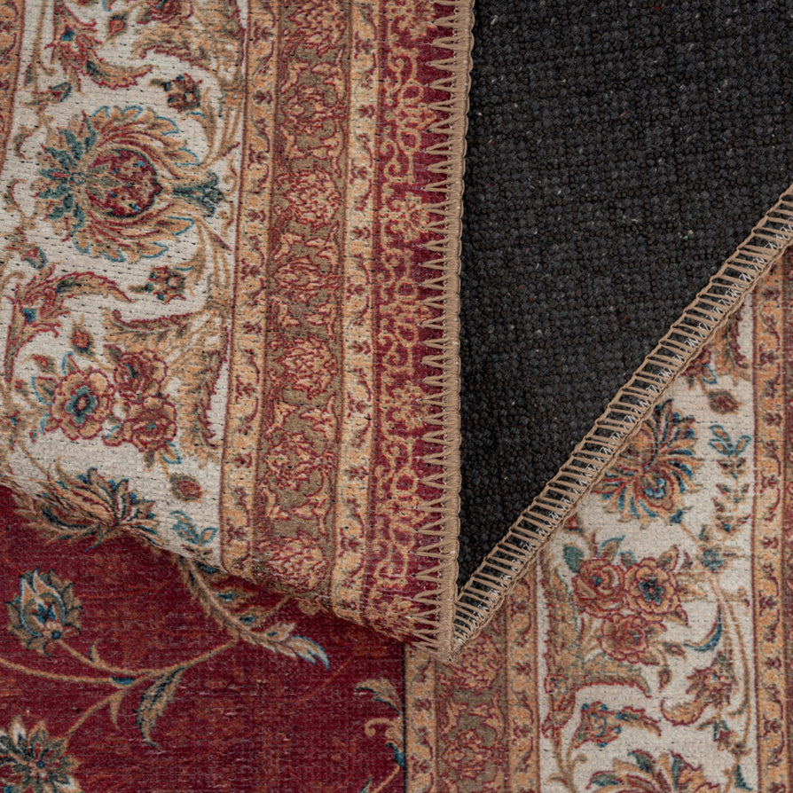 Flatwoven Washable Red Elegant Area Rug - Talia