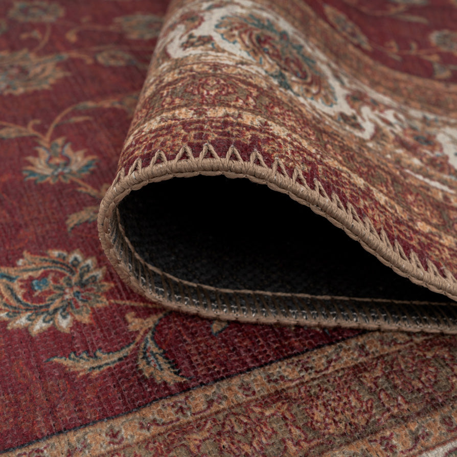 Flatwoven Washable Red Elegant Area Rug - Talia | Living Room Rugs ...