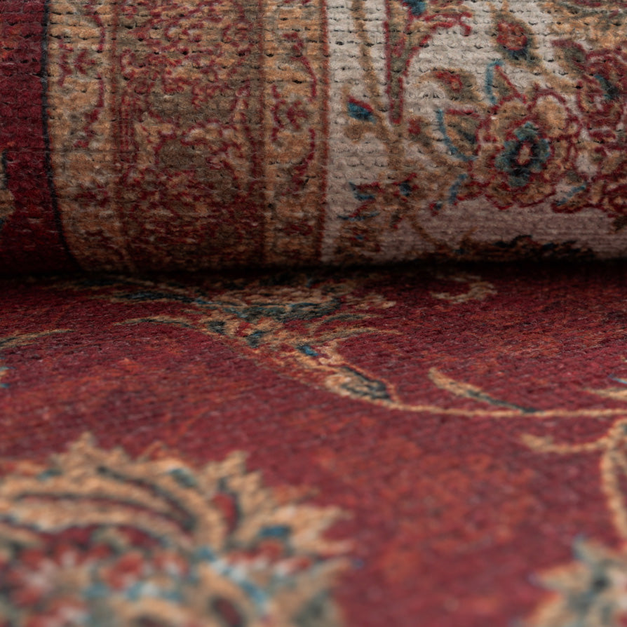 Flatwoven Washable Red Elegant Area Rug - Talia