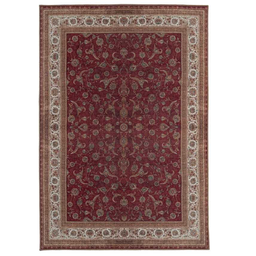 Flatwoven Washable Red Elegant Area Rug - Talia