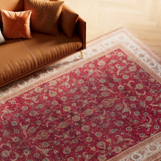 Flatwoven Washable Red Elegant Area Rug - Talia