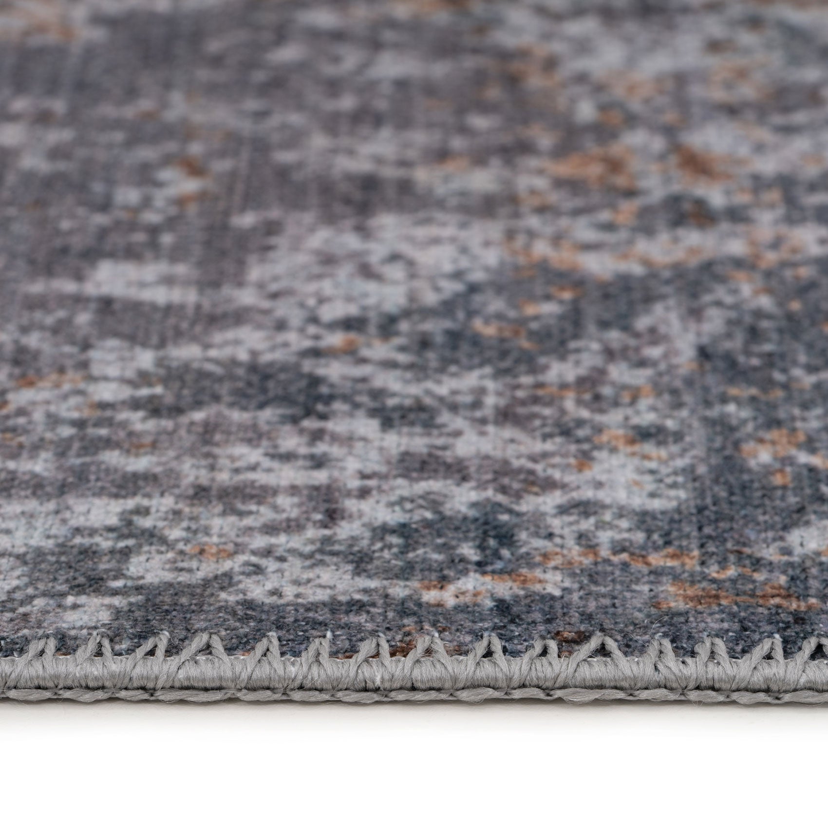 Flatwoven Washable Distressed Copper Blue Rug - Tobin