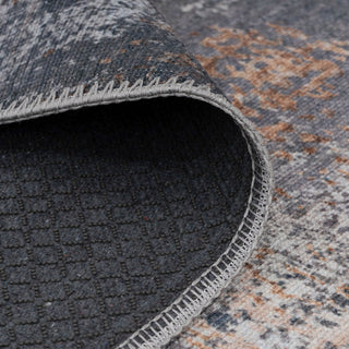 Washable Distressed Copper Blue Runner - Tobin