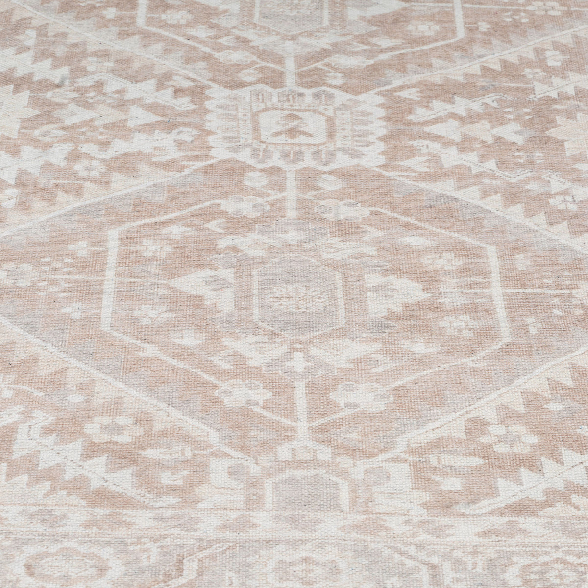 Flatwoven Washable Distressed Beige Area Rug - Tolka