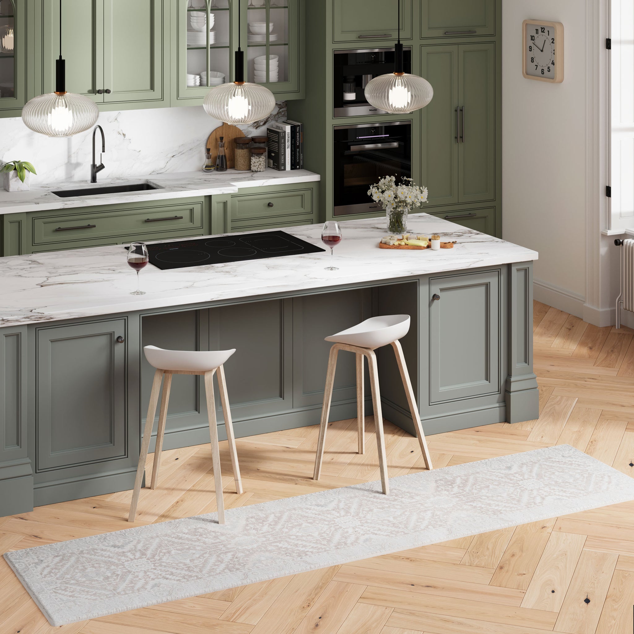 Flatwoven Washable Distressed Beige Runner - Tolka