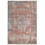 Distressed Terracotta Aztec Washable Boho Rug
