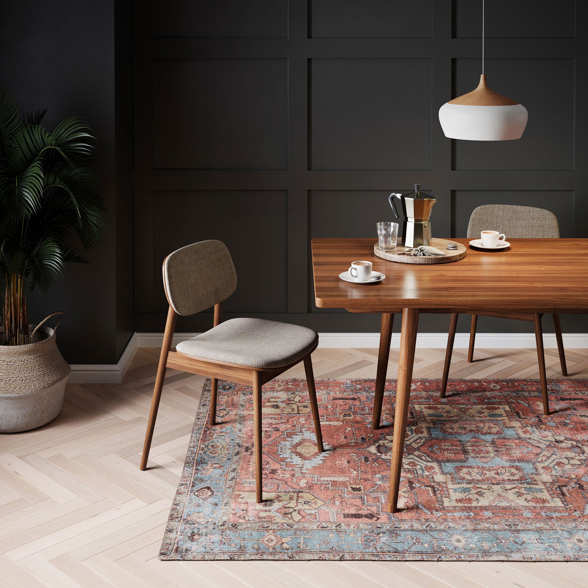 Distressed Terracotta Aztec Washable Boho Rug