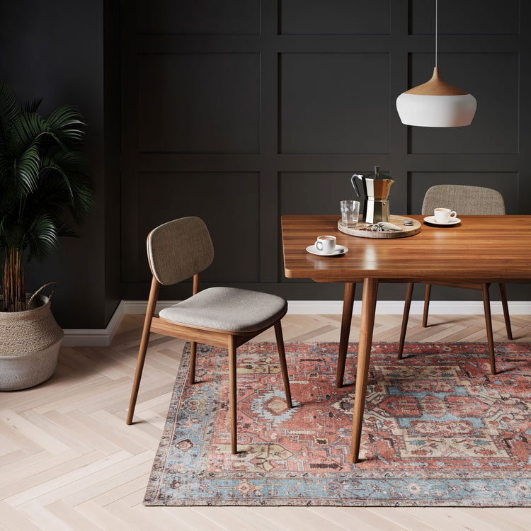 Distressed Terracotta Aztec Washable Boho Rug