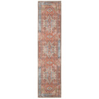 Distressed Terracotta Aztec Washable Runner Rug
