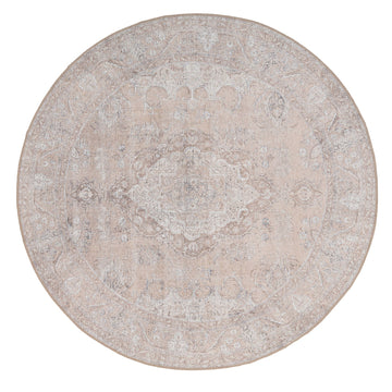 Flatwoven Washable Traditional Beige Circle Rug