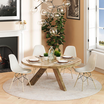 Flatwoven Washable Traditional Beige Circle Rug