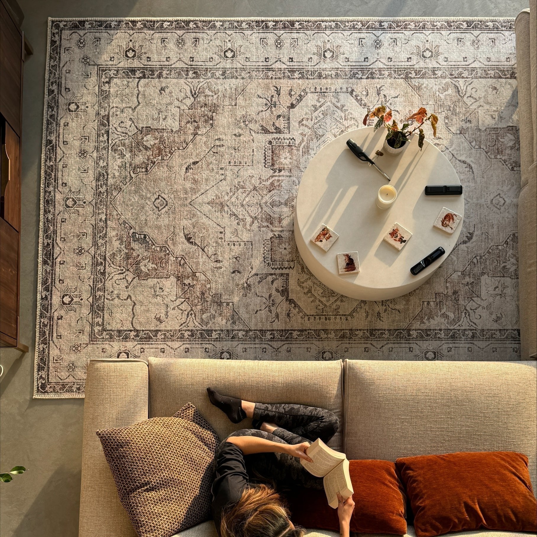 Flatwoven Washable Vintage Ivory Area Rug - Margot