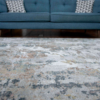 Soft Modern Blue Grey Painted Canvas Effect Rugs