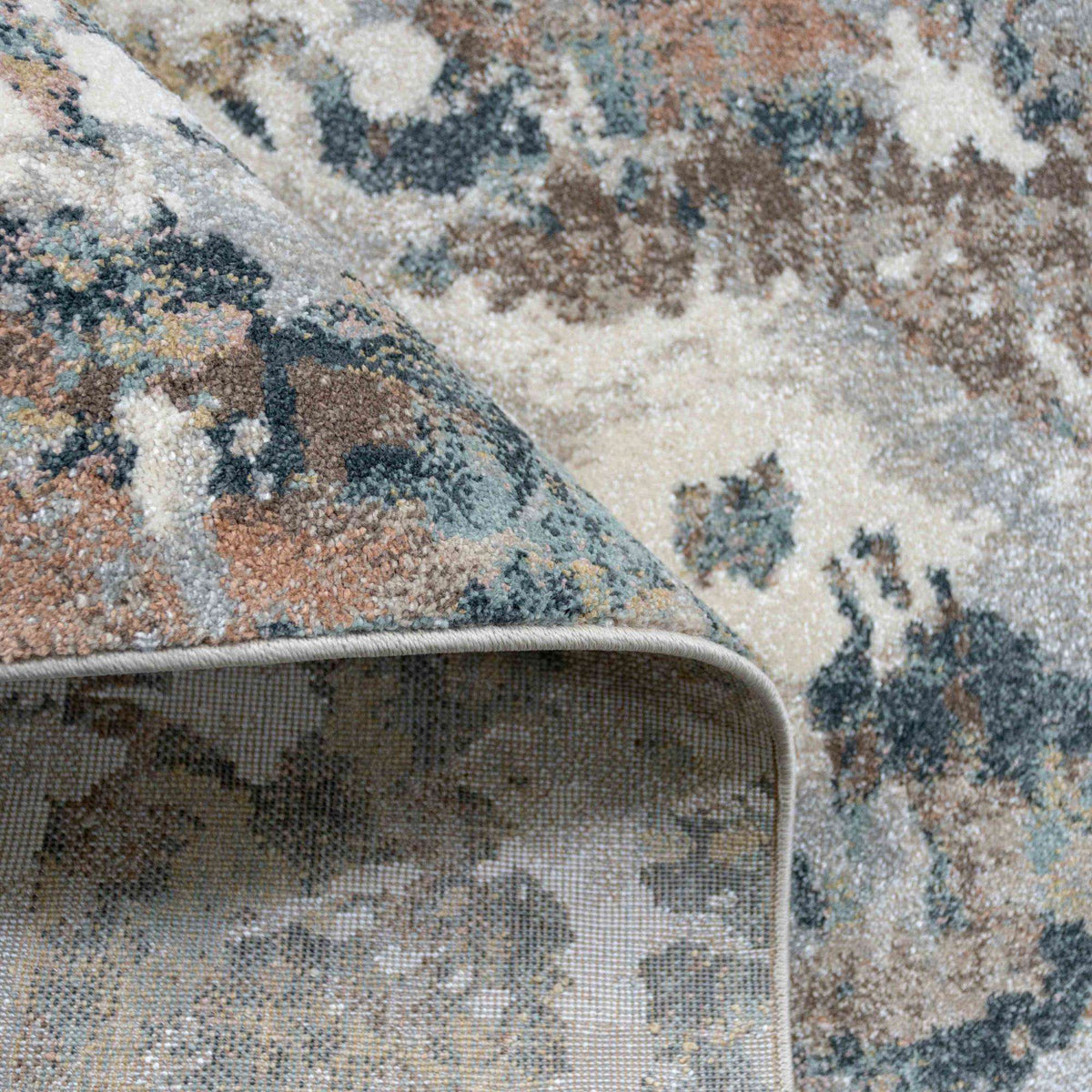 Soft Modern Blue Grey Painted Canvas Effect Rugs