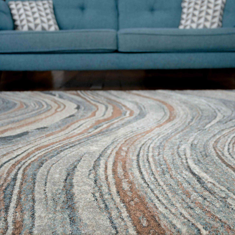 Soft Modern Blue Natural Waves Living Room Rugs