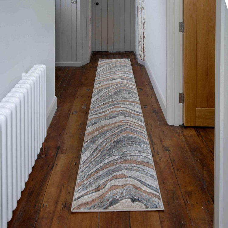 Soft Modern Blue Natural Waves Living Room Rugs