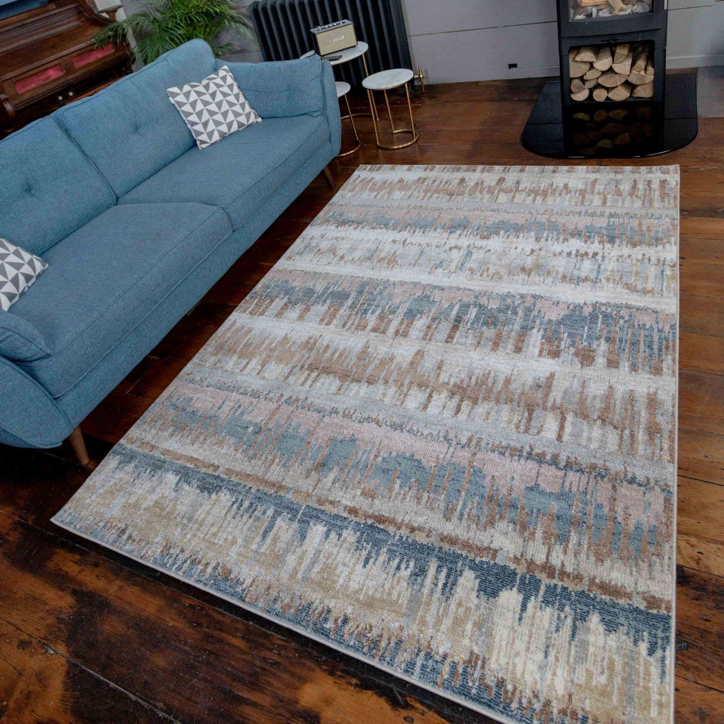 Soft Modern Blue Natural Tone Living Room Rugs