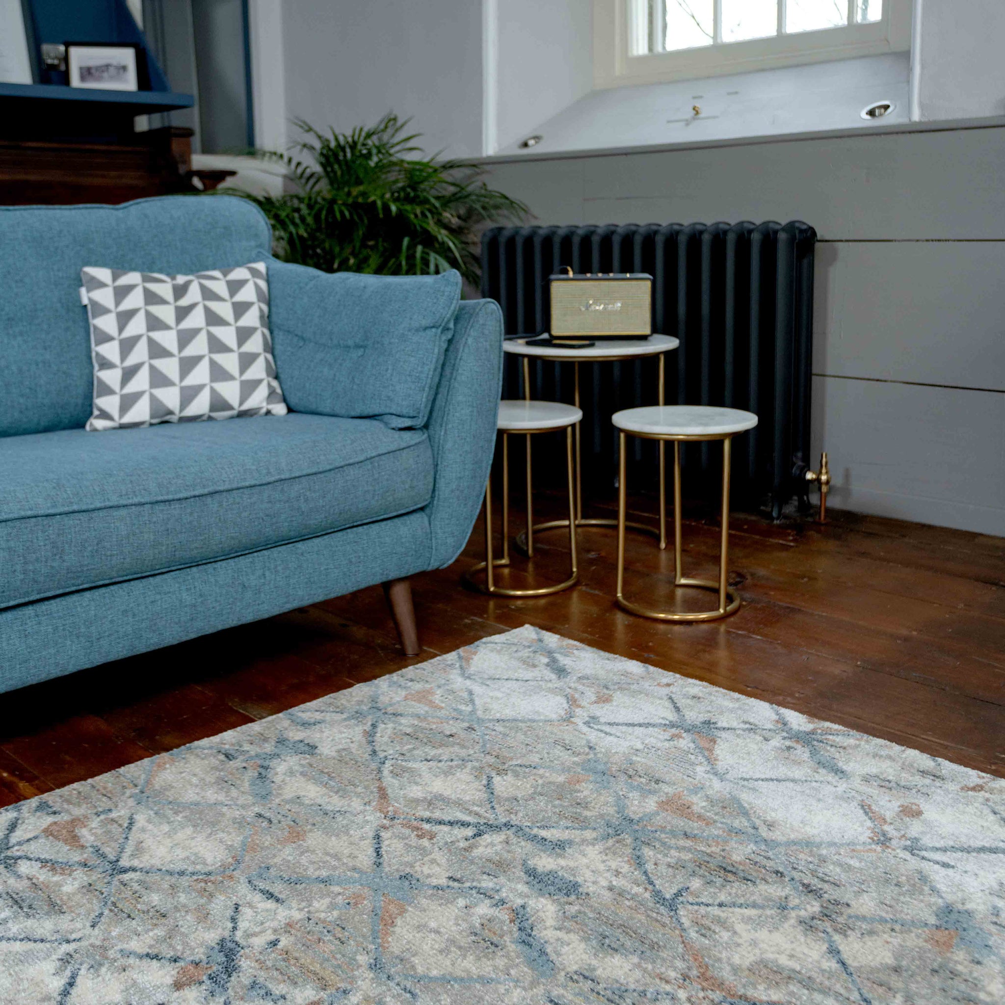 Blue Distressed Waves Runner Rug Laurie Living Room Rugs Kukoon Rugs Online