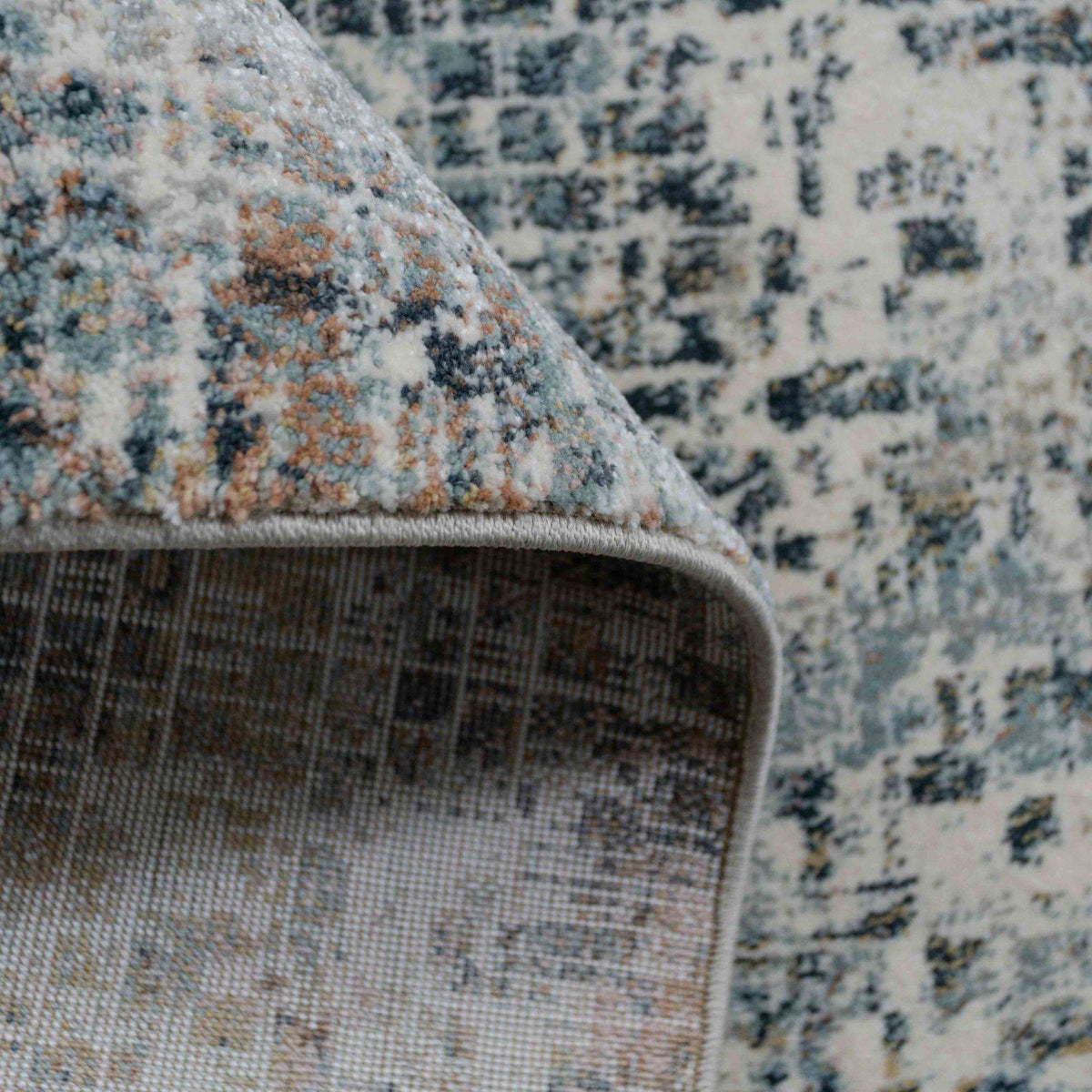 Soft Modern Blue Distressed Abstract Bedroom Rugs
