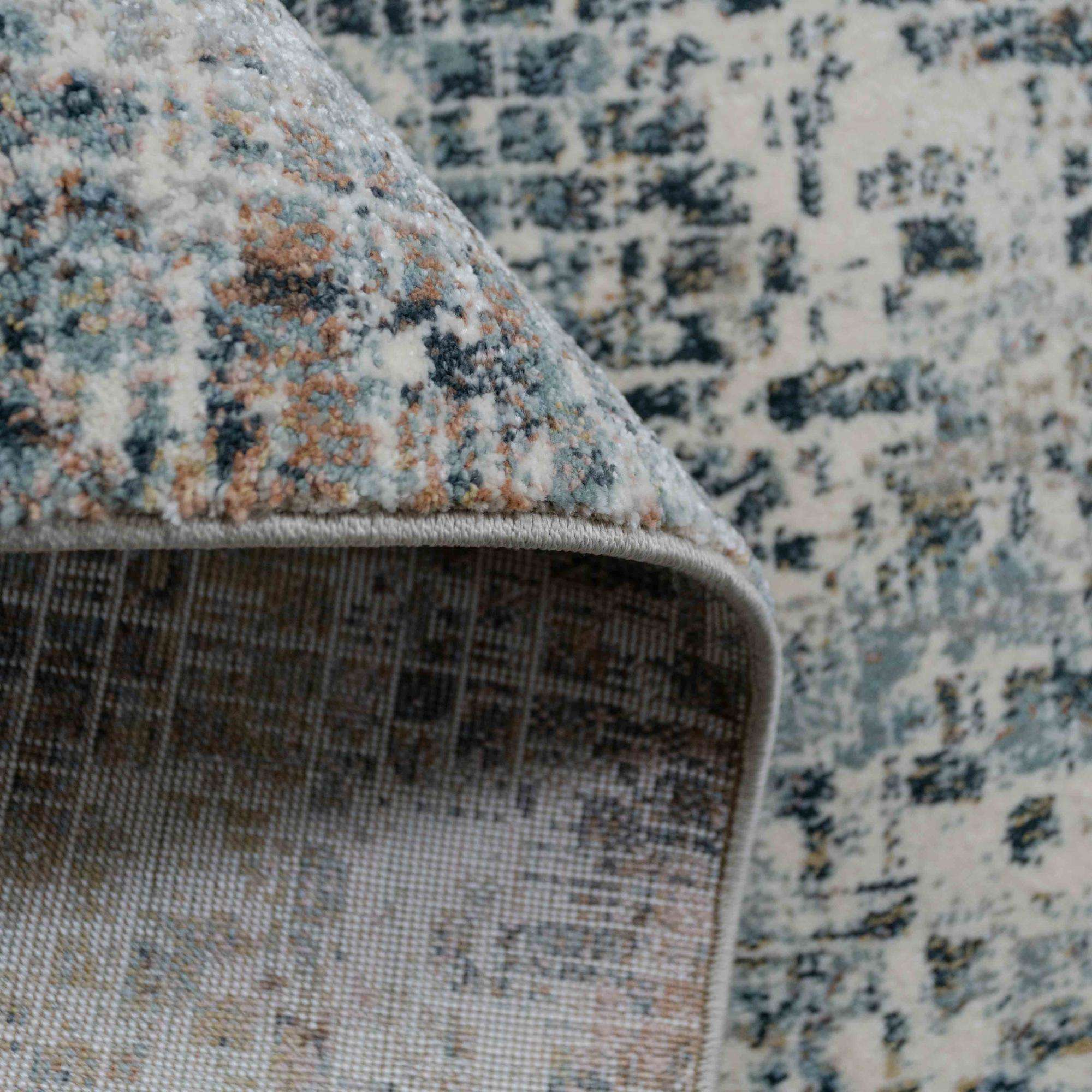 Soft Modern Blue Distressed Abstract Bedroom Rugs