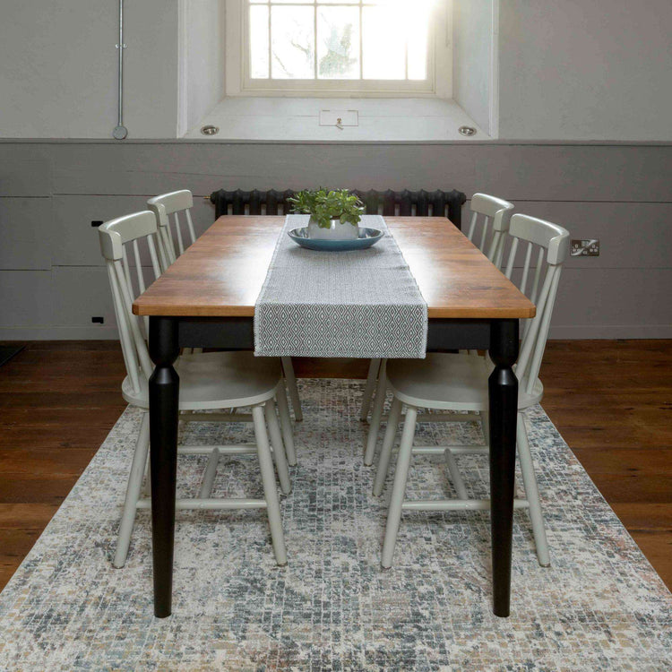 Soft Modern Blue Distressed Abstract Bedroom Rugs