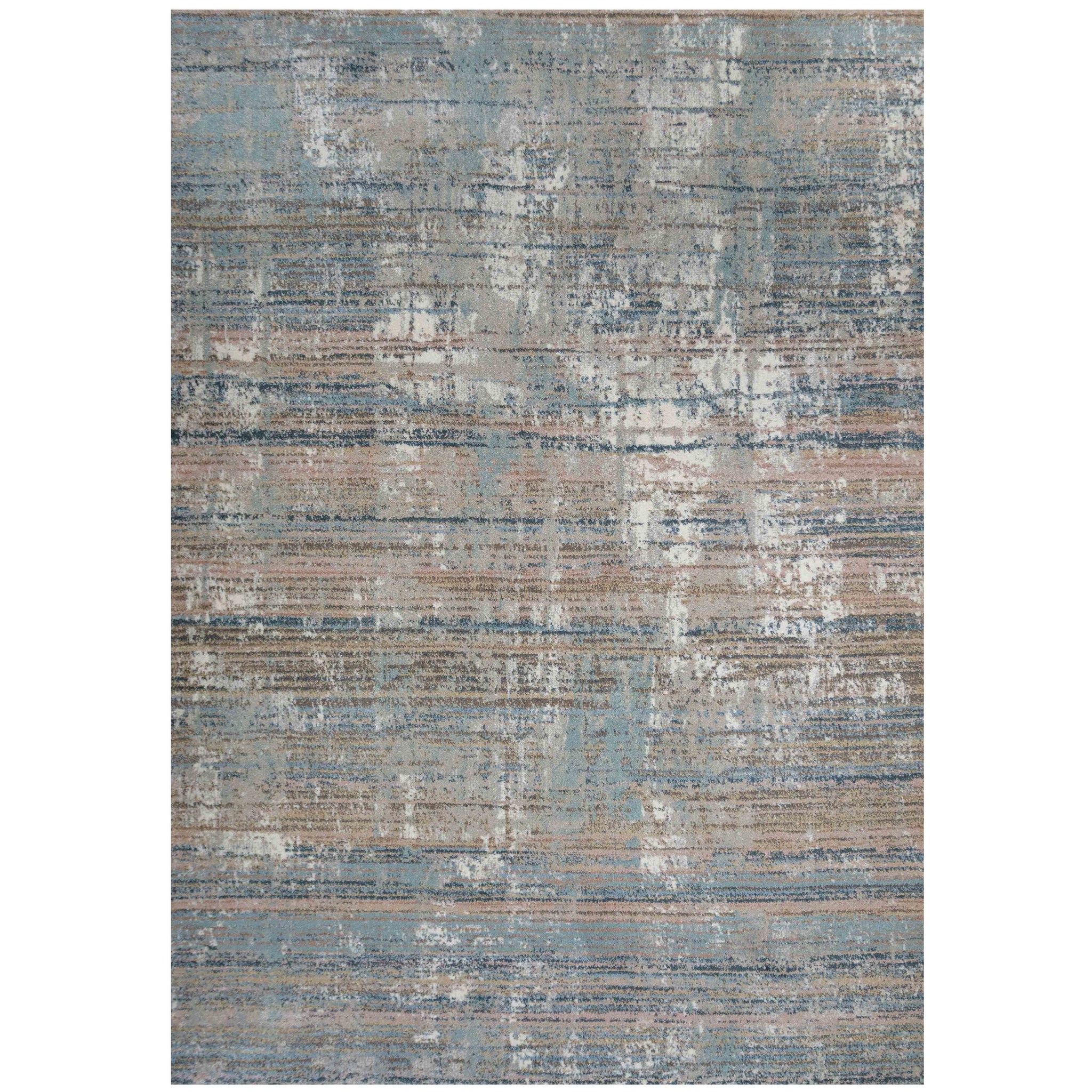 Soft Modern Blue Distressed Scratched Effect Rugs - Scatter