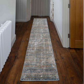 Soft Modern Blue Distressed Scratched Effect Rugs