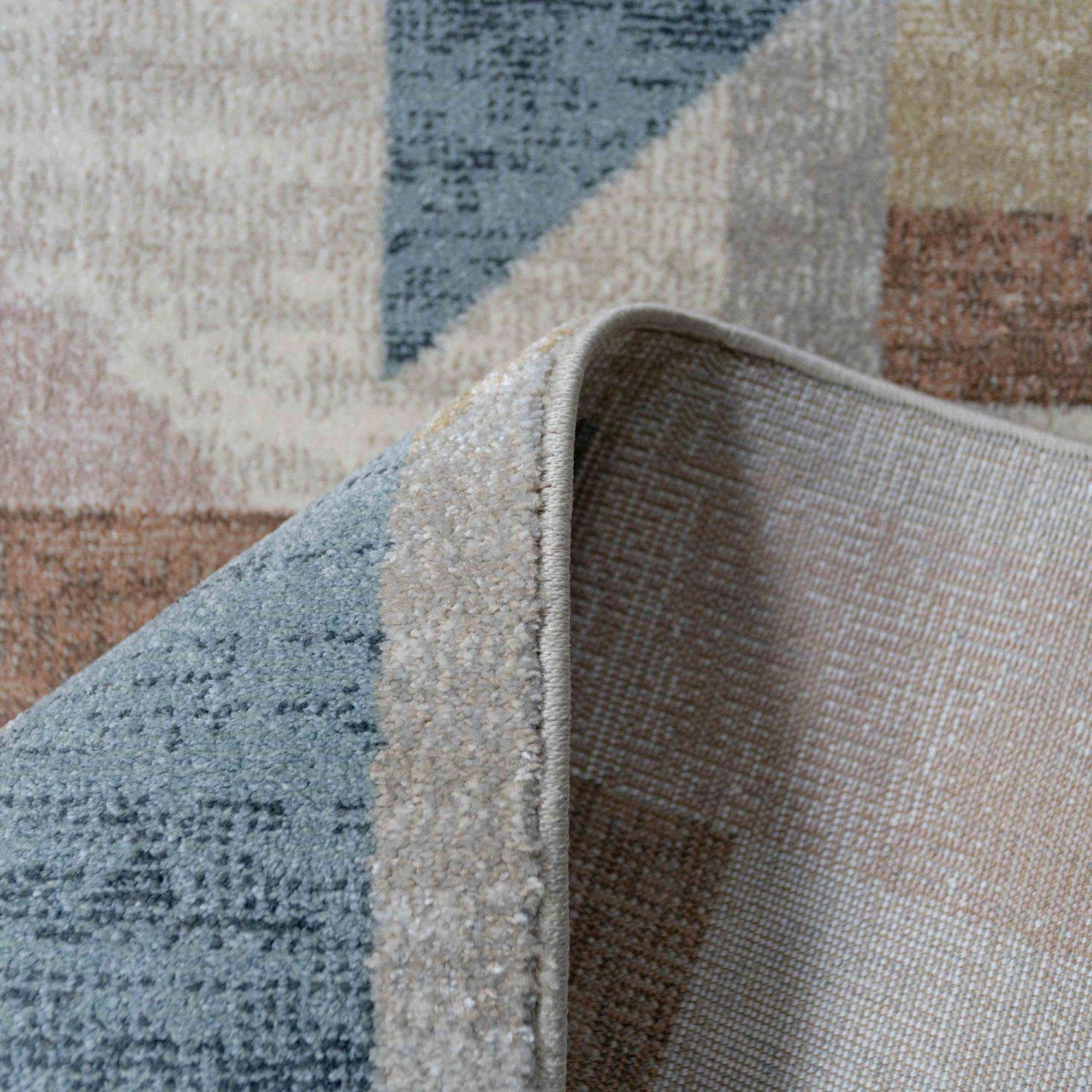 Soft Modern Blue Brown Geometric Abstract Living Room Rugs
