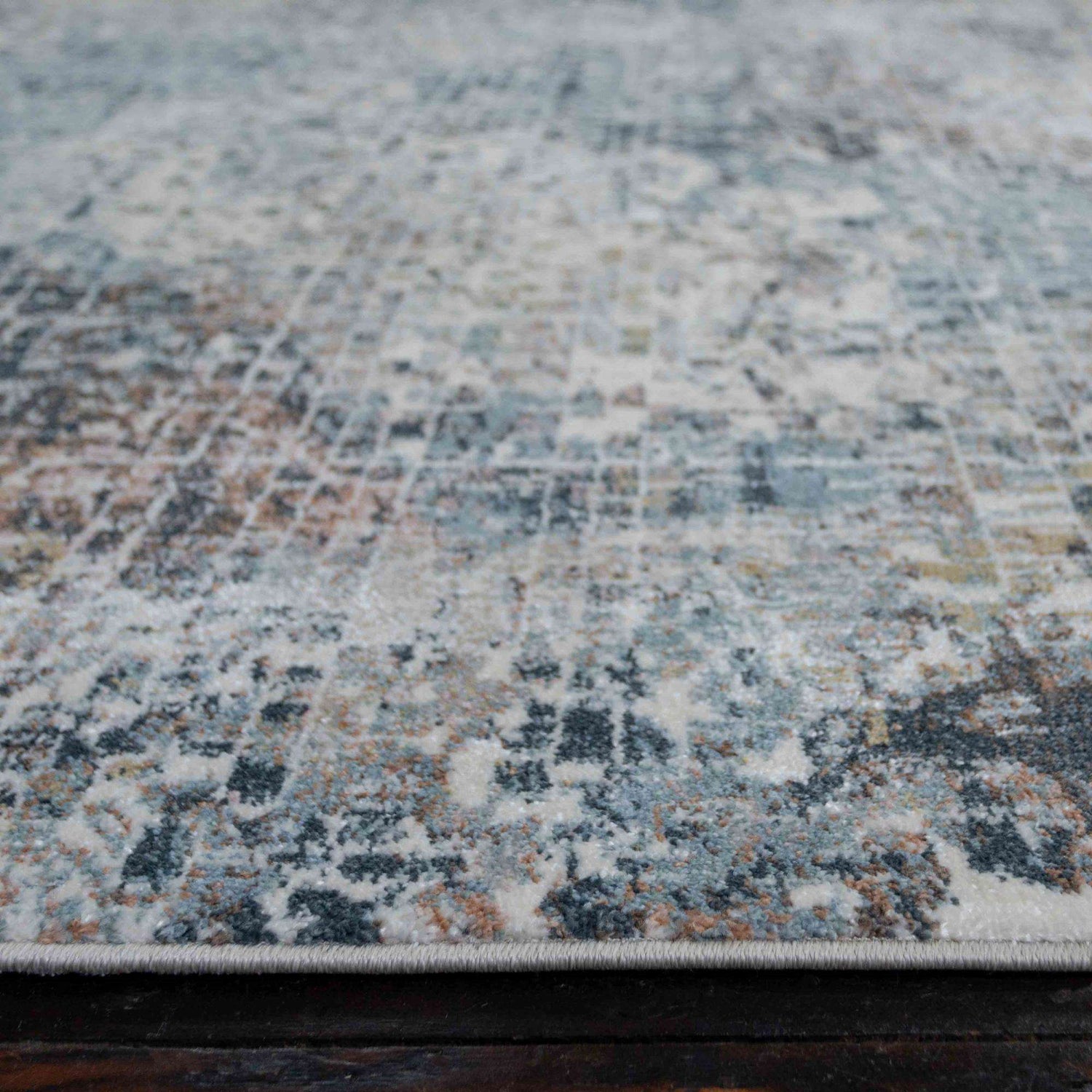 Soft Modern Blue Distressed Abstract Hall Runner Rugs