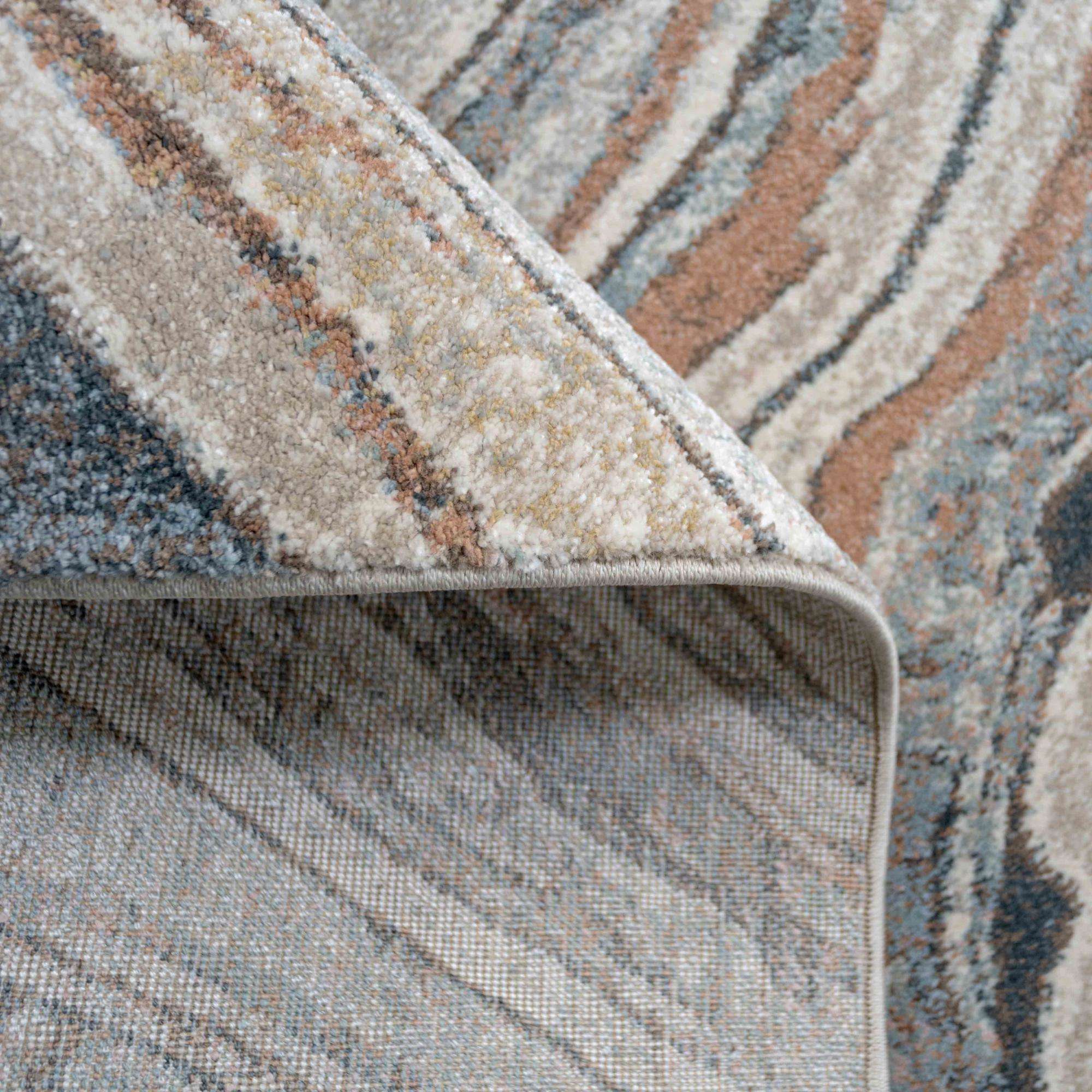 Soft Modern Blue Natural Waves Hall Runner Rugs Runner Rugs Kukoon