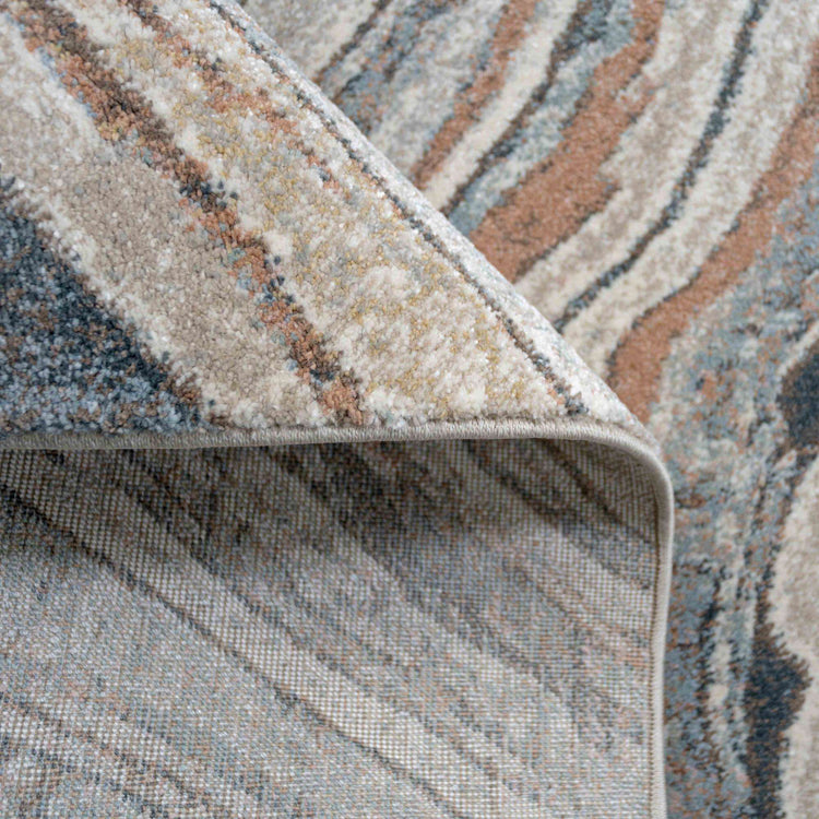 Soft Modern Blue Natural Waves Hall Runner Rugs