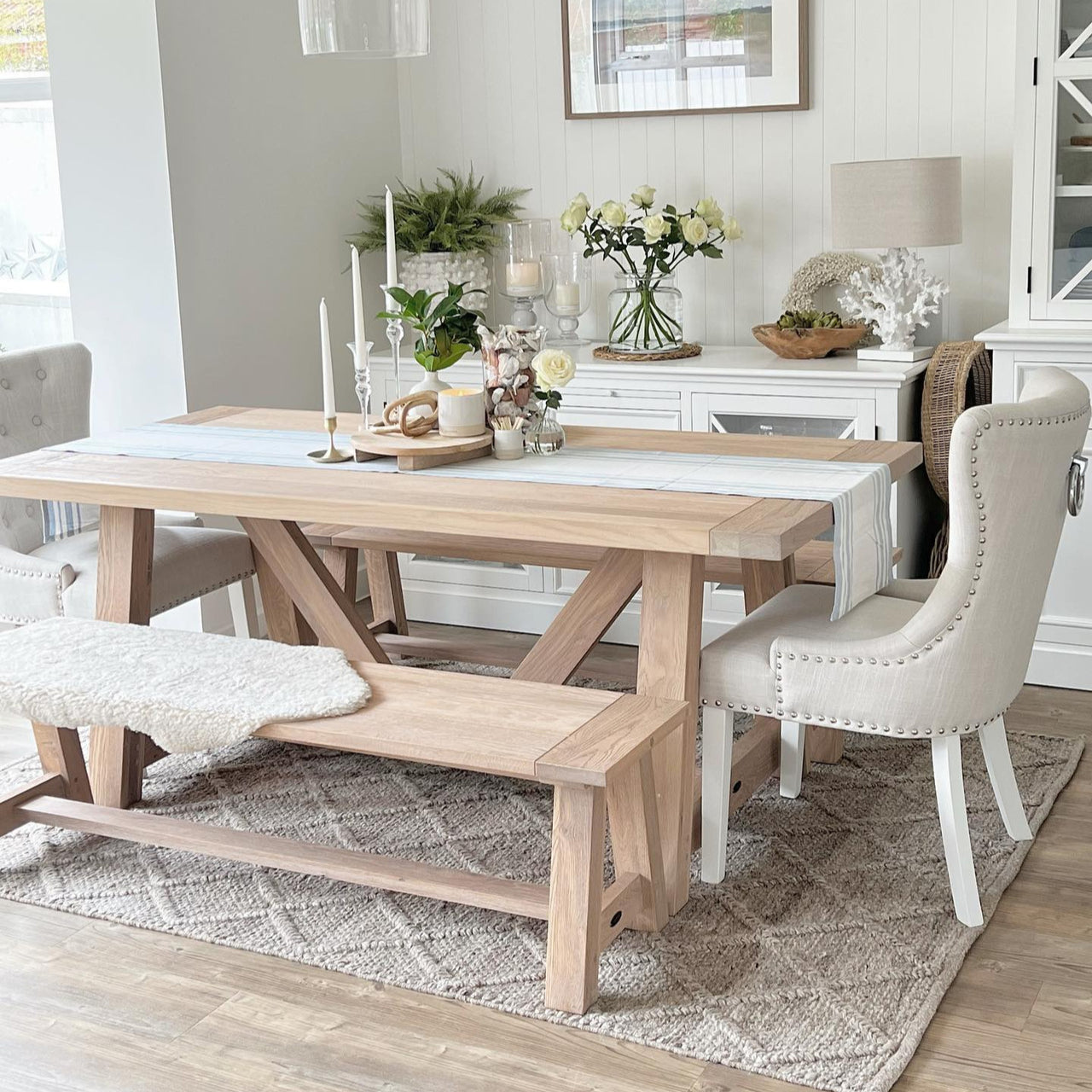 Handmade Beige Trellis Wool Area Rug