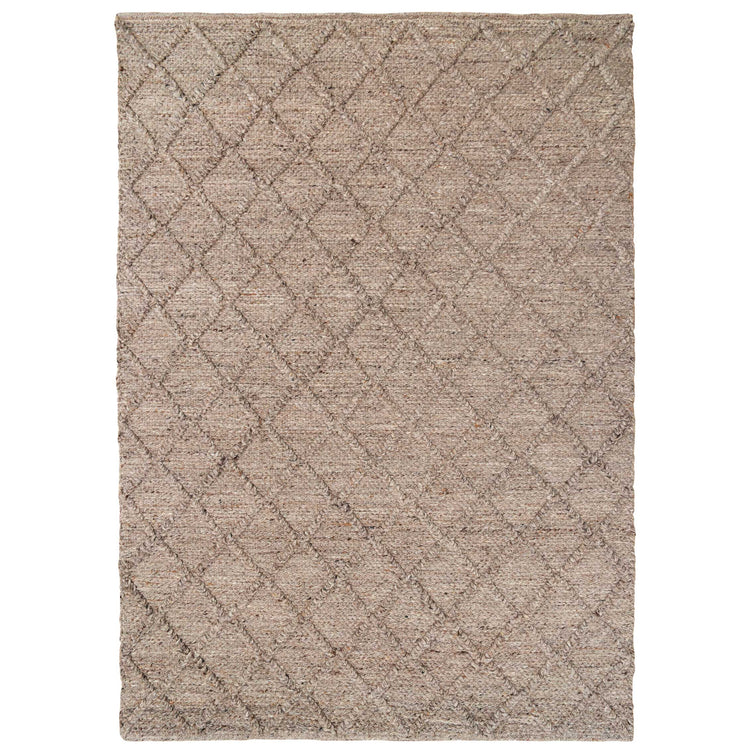 Handmade Beige Trellis Wool Area Rug