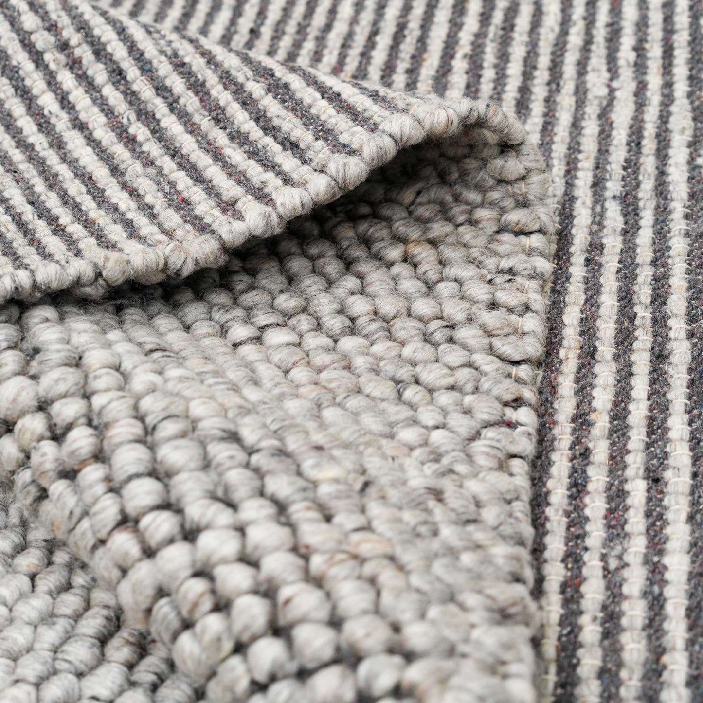 Grey Pebble Natural Wool Living Room Rug