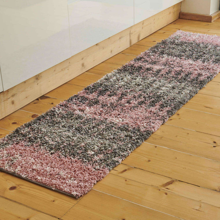 Blush Distressed Textured Shaggy Runner Rug