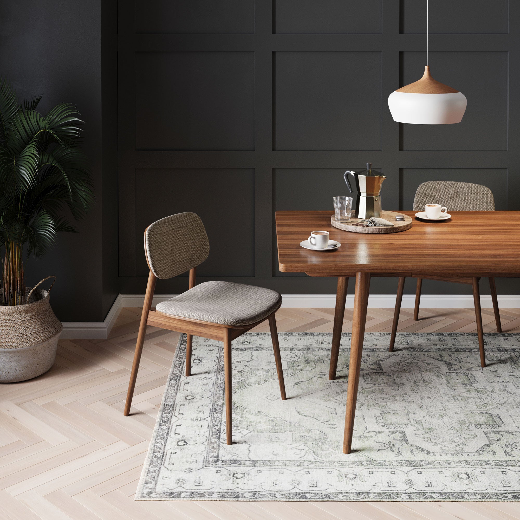 Flatwoven Washable Light Green Bordered Area Rug - Rumi