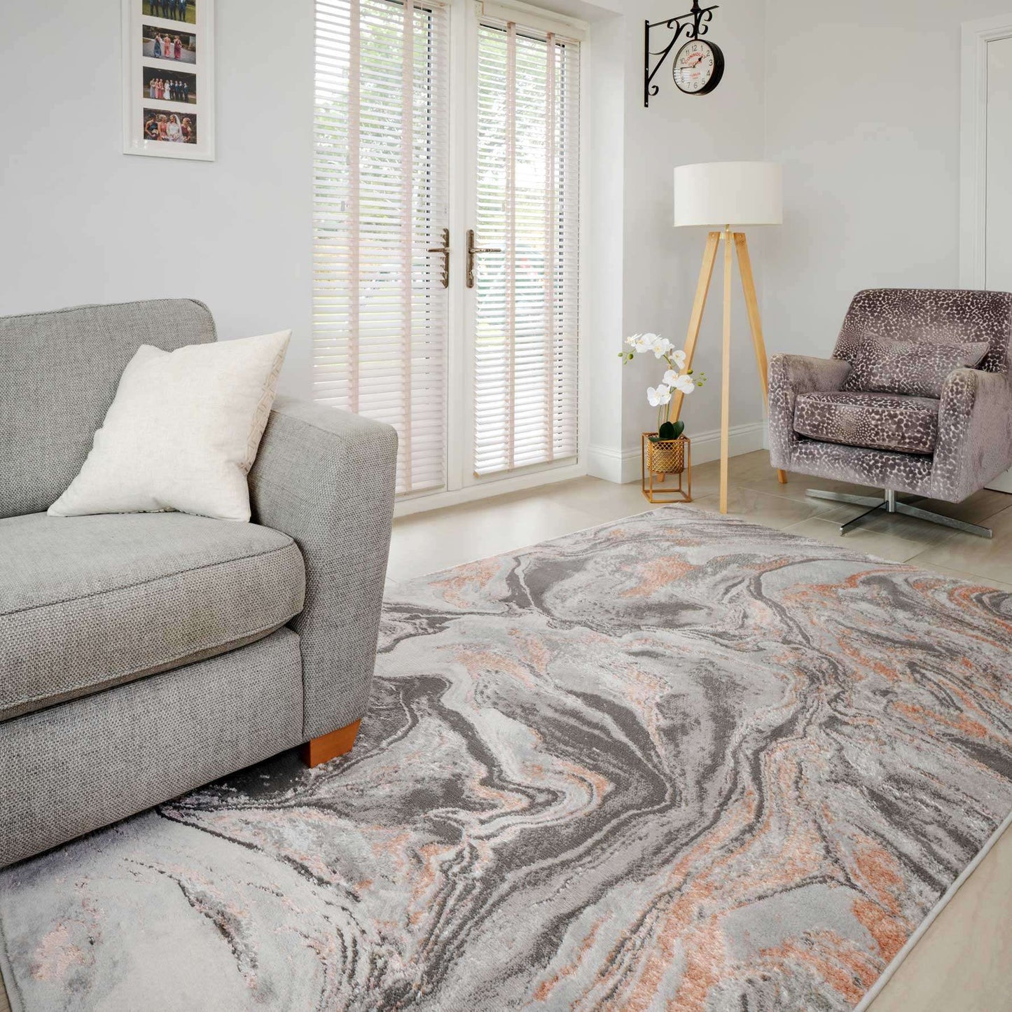 Modern Pink Textured Living Room Rug
