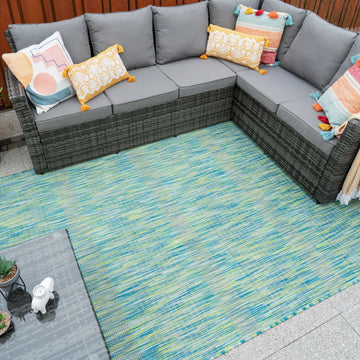 Mottled Sea Green Indoor Outdoor Area Rug