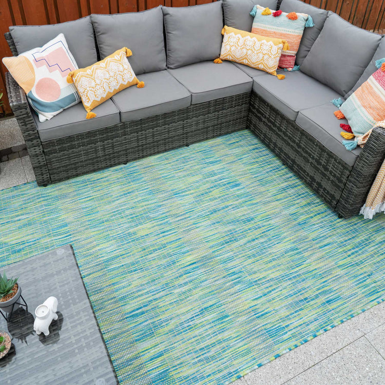 Mottled Sea Green Indoor Outdoor Area Rug