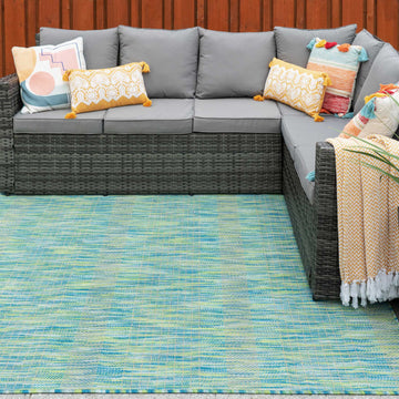 Mottled Sea Green Indoor Outdoor Area Rug