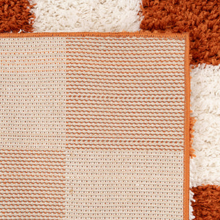 Soft Rust Checkerboard Shaggy Rug - Gigi