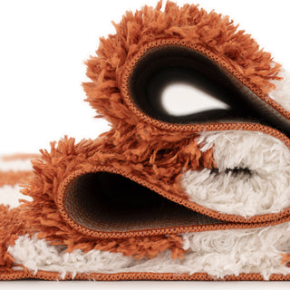 Soft Rust Checkerboard Shaggy Rug - Gigi