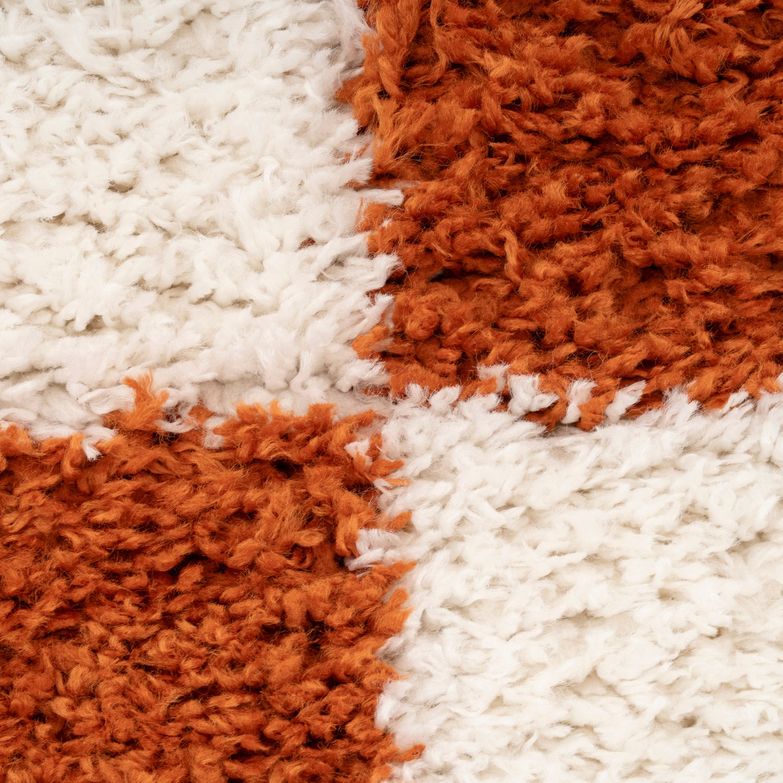 Soft Rust Checkerboard Shaggy Rug - Gigi