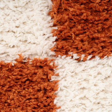 Soft Rust Checkerboard Shaggy Runner - Gigi