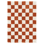 Soft Rust Checkerboard Shaggy Rug - Gigi