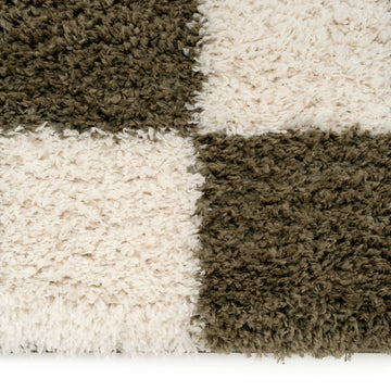 Soft Green Checkerboard Shaggy Runner - Josie