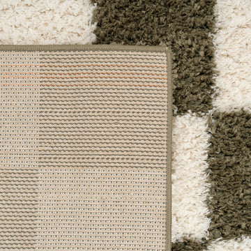 Soft Green Checkerboard Shaggy Runner - Josie