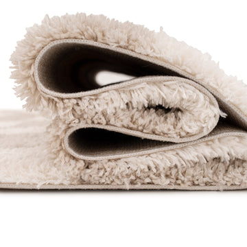 Soft Beige Checkerboard Shaggy Runner - Konnie