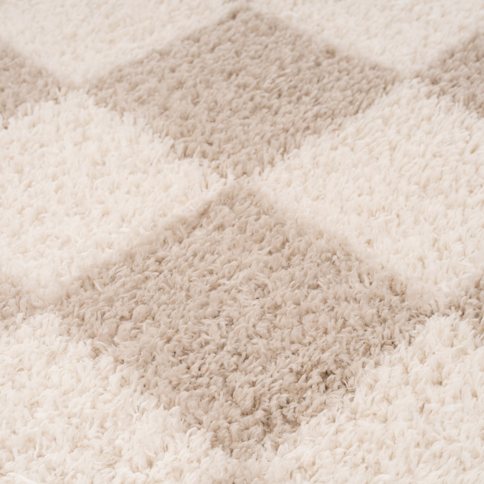 Soft Beige Checkerboard Shaggy Runner - Konnie